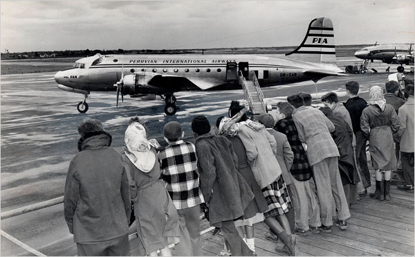 NY Times Photo of PIA airplane at Idlewild Airport, Long Island, New York 1948.