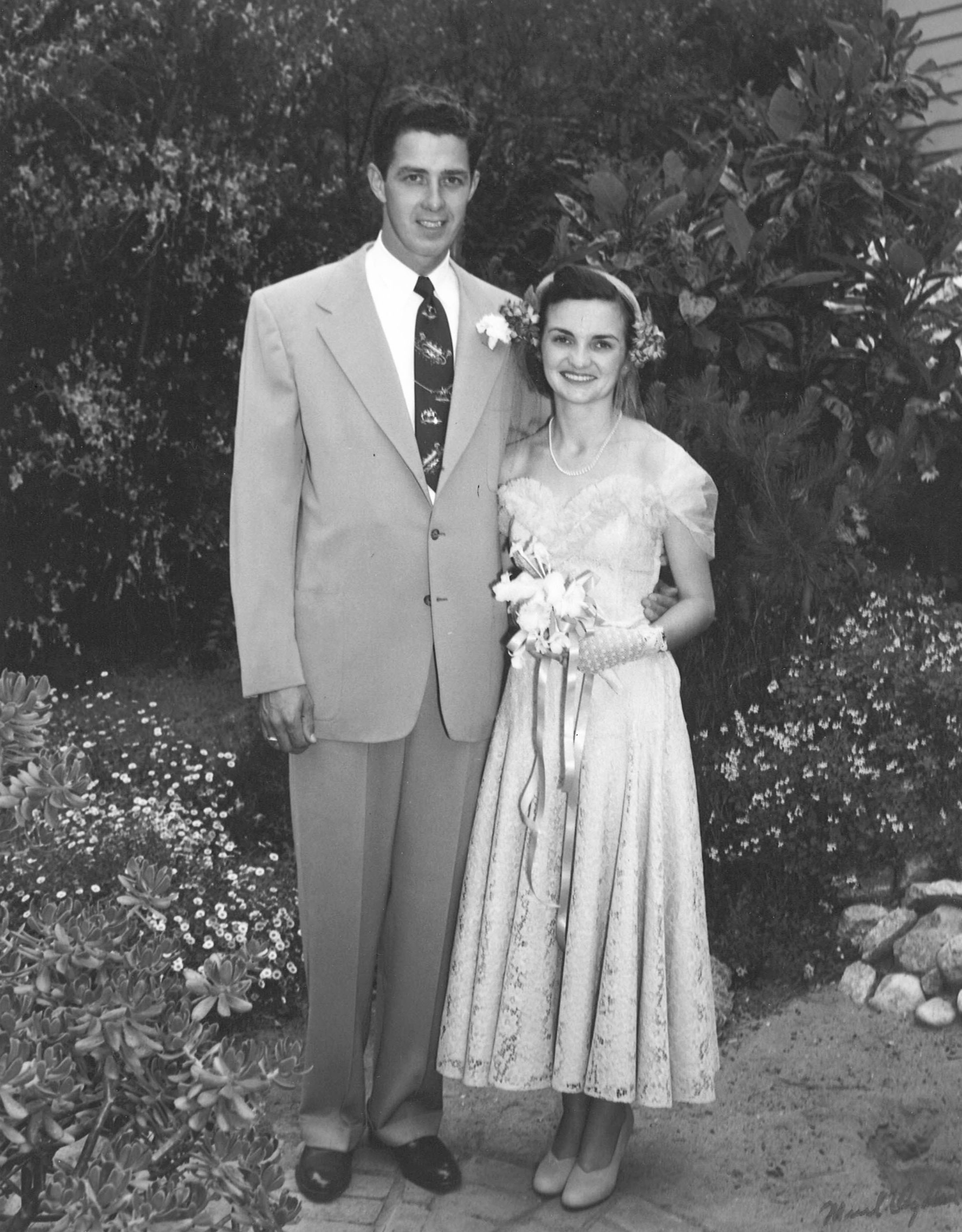 Wedding in Carmel, California, 4 June 1951. Image courtesy of Madeline Smith to Clipper Crew.